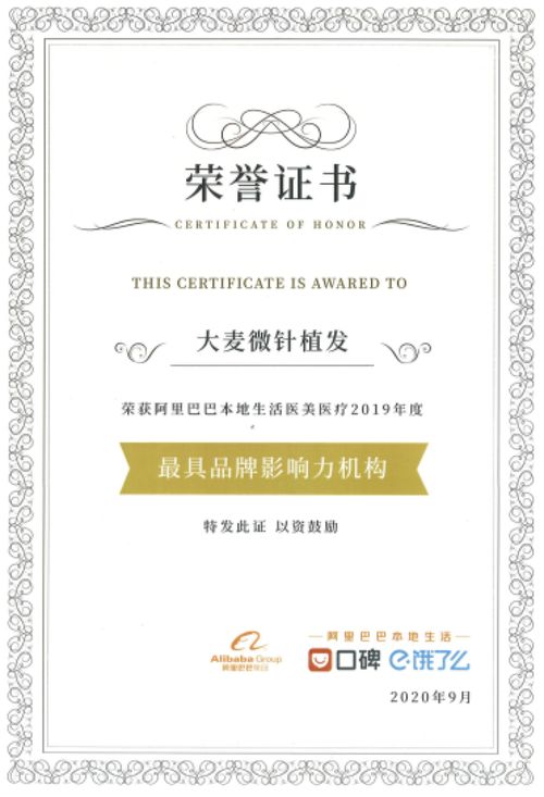 技术服务坚守医疗本质 大麦微针植发斩获2019年度品牌影响力机构殊荣